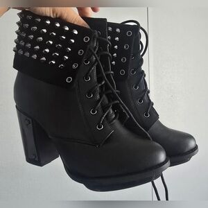 BlackHeart Black Studded Ankle Boots